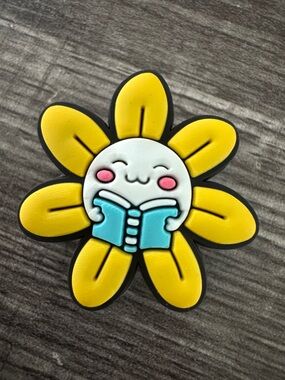 Bookish Smiley Face Flower Shoe Charm 5/$20